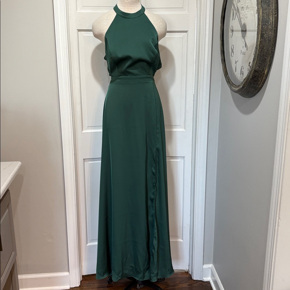 Azazie Clarice sz A18 dark green satin bridesmaid prom formal dress NWT - Picture 6 of 12